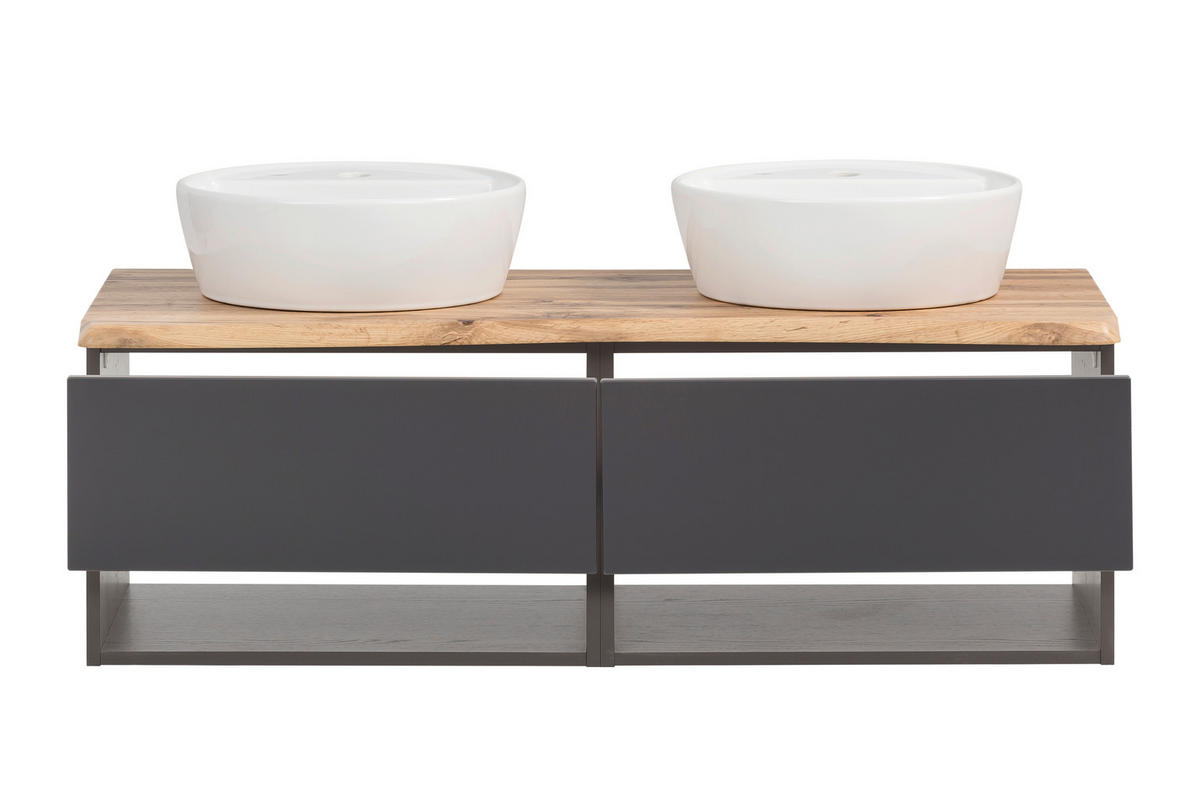 WASCHTISCHKOMBI 121 cm  - Graphitfarben/Weiß, Natur, Keramik/Holzwerkstoff (121cm) - Xora