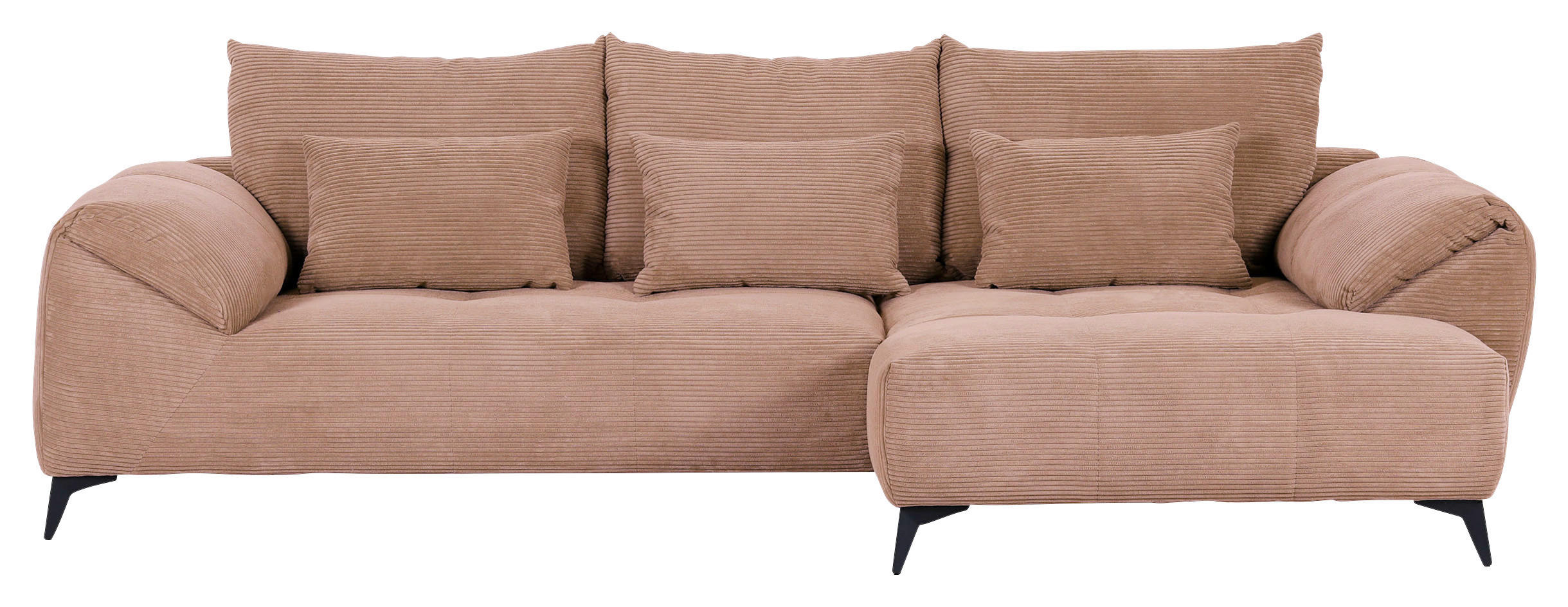 ECKSOFA Altrosa Cord  - Schwarz/Altrosa, KONVENTIONELL, Textil/Metall (311/176cm) - Carryhome