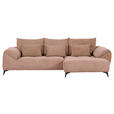 ECKSOFA in Cord Altrosa  - Schwarz/Altrosa, KONVENTIONELL, Textil/Metall (311/176cm) - Carryhome