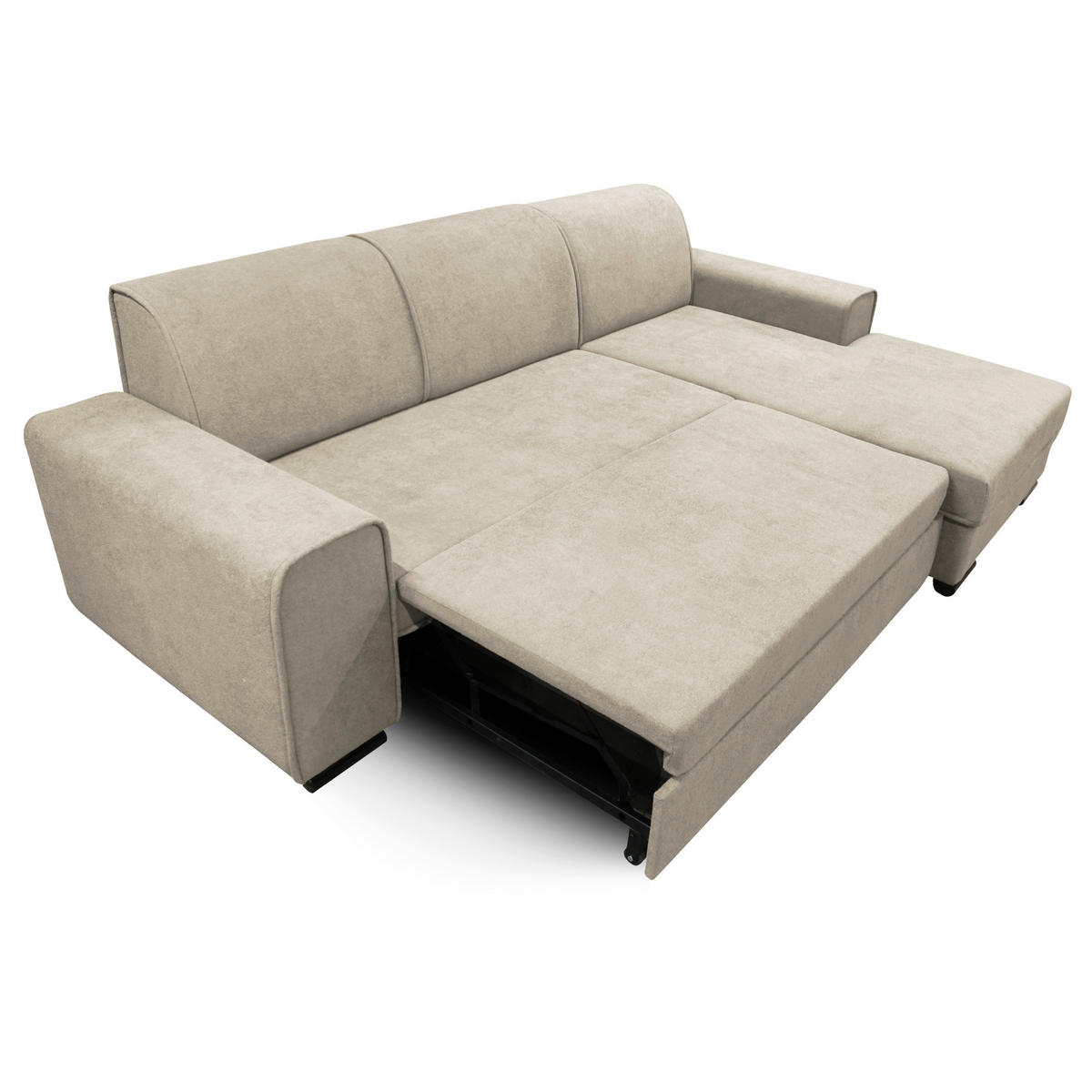 ECKSOFA in Struktur, Bouclé Beige  - Beige/Schwarz, Design, Kunststoff/Textil (270/175cm) - MID.YOU