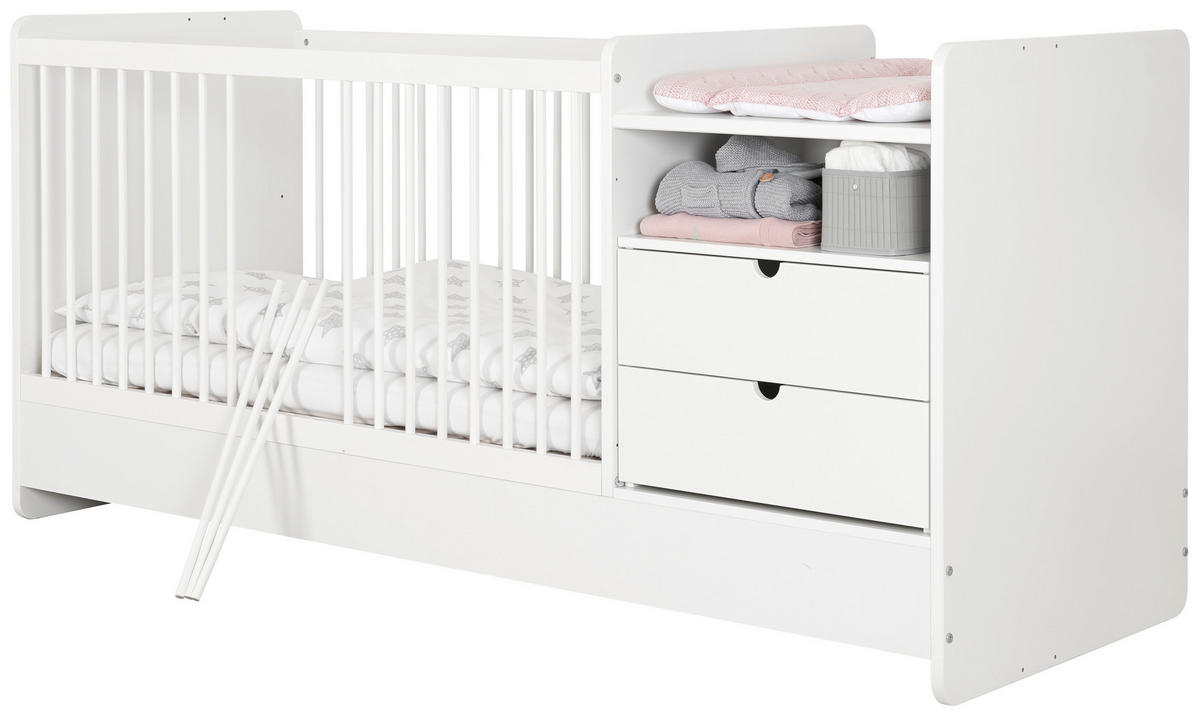 LIT À BARREAUX All in One  205/75/95 cm   - Weiss, Basics, Holz/Holzwerkstoff (205/75/95cm) - My Baby Lou