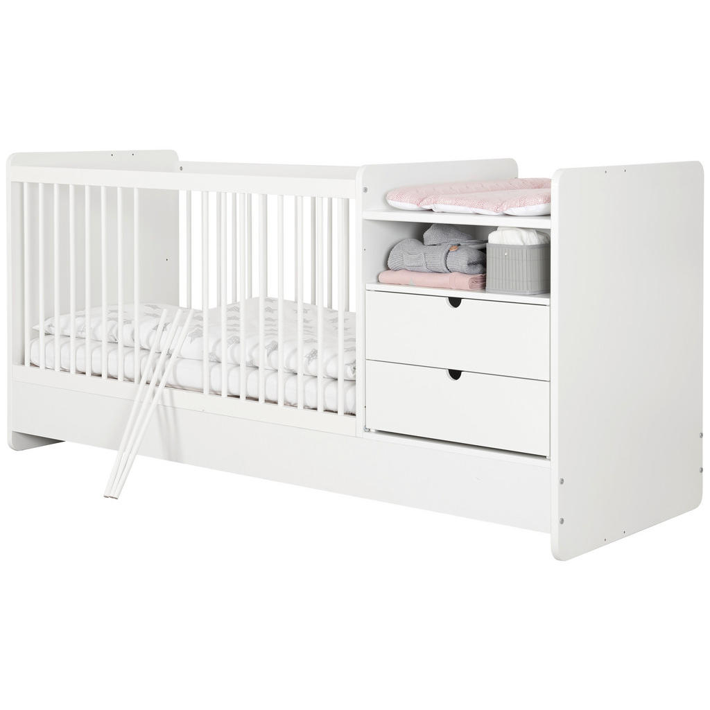 Thumbnail - My Baby Lou Gitterbett All in One, Weiß, Holz, Holzwerkstoff, Buche, massiv, 75x95x205 cm, zum Juniorbett umbaubar, höhe...