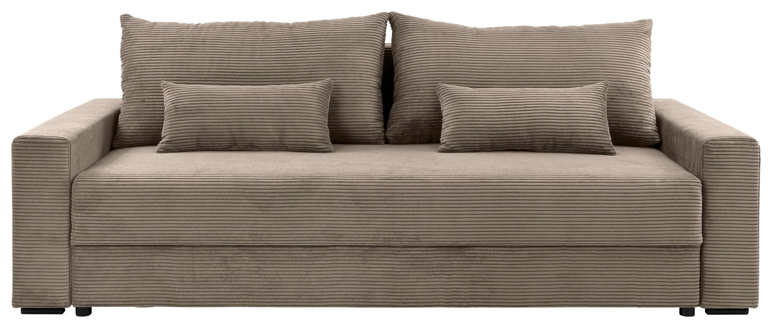 SCHLAFSOFA  in Cord Taupe  - Taupe/Schwarz, KONVENTIONELL, Kunststoff/Textil (233/92/108cm) - Carryhome