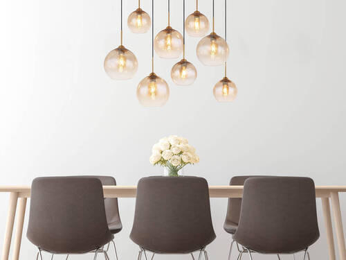 HÄNGLAMPA 106/46/150 cm  - klar/mässingsfärgad, Design, metall/glas (106/46/150cm) - Globo