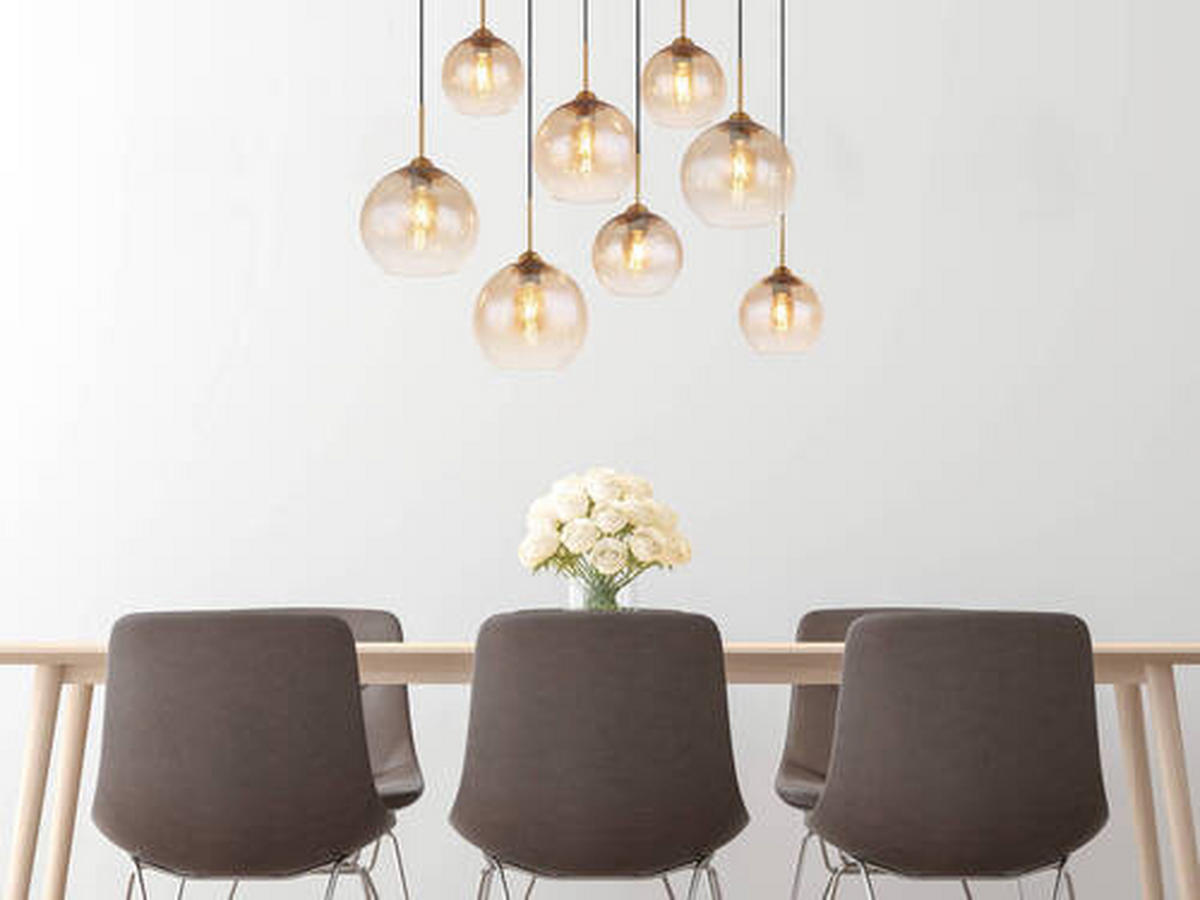 HÄNGLAMPA 106/46/150 cm  - klar/mässingsfärgad, Design, metall/glas (106/46/150cm) - Globo
