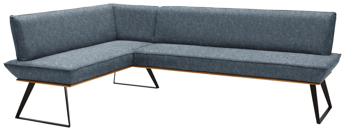 ECKBANK 183/243 cm Webstoff Anthrazit, Schwarz, Eichefarben Eiche massiv Metall   - Eichefarben/Anthrazit, Design, Holz/Textil (183/243cm) - Voleo