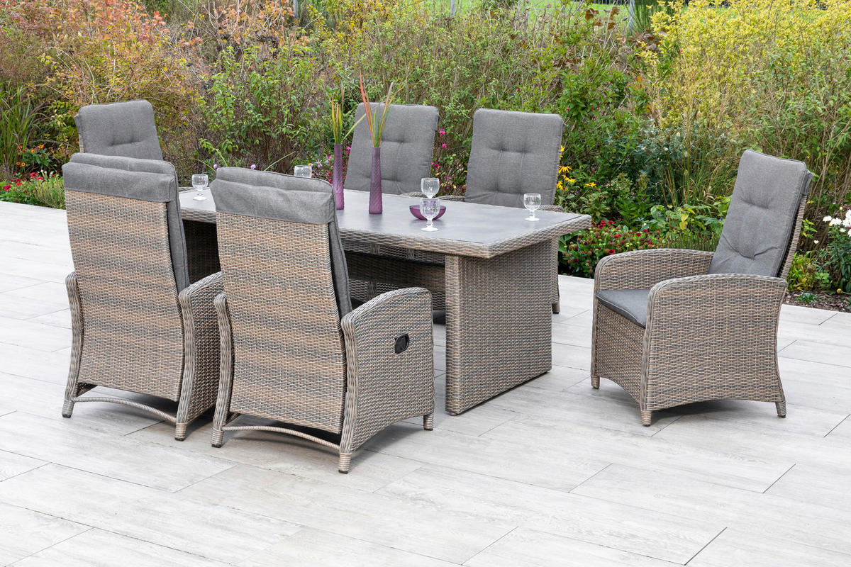 GARTENSET Aluminium  - Grau, MODERN, Kunststoff/Textil - Gardenson