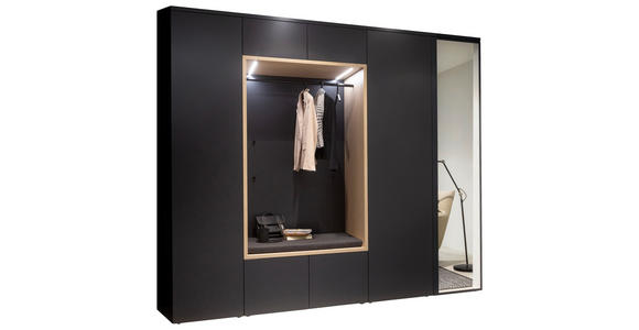 GARDEROBE 7-teilig in 260/233/59 cm - Eichefarben/Anthrazit, Design, Holzwerkstoff/Textil (260/233/59cm) - Moderano