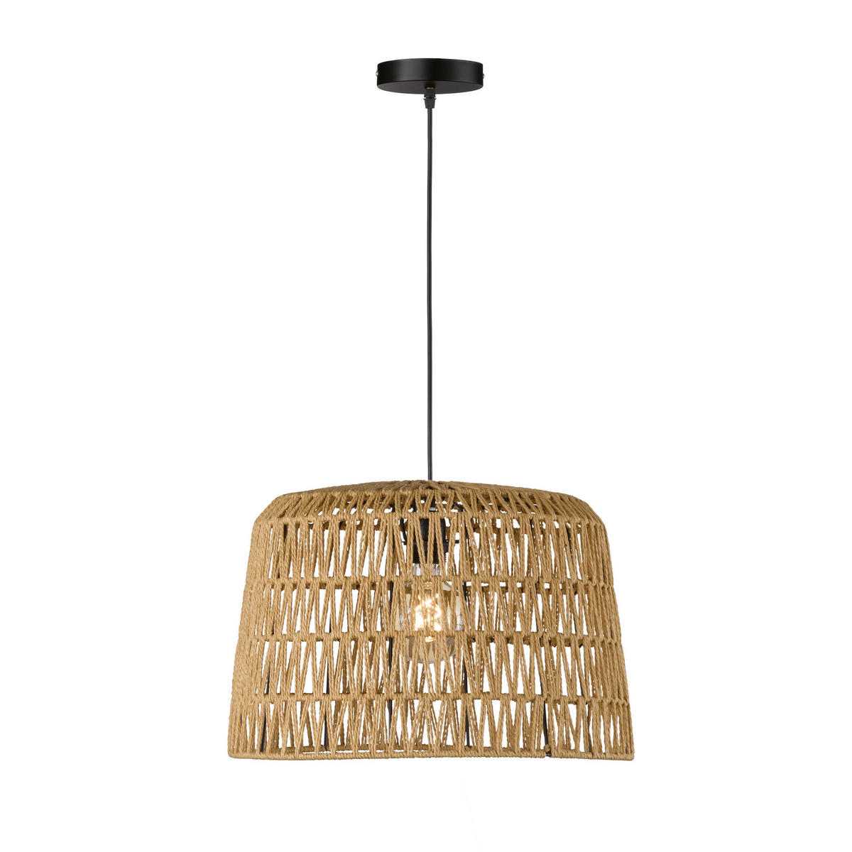 PENDELLEUCHTE Marca 46 cm  - Schwarz/Naturfarben, Natur, Naturmaterialien/Textil (46cm) - Schöner Wohnen