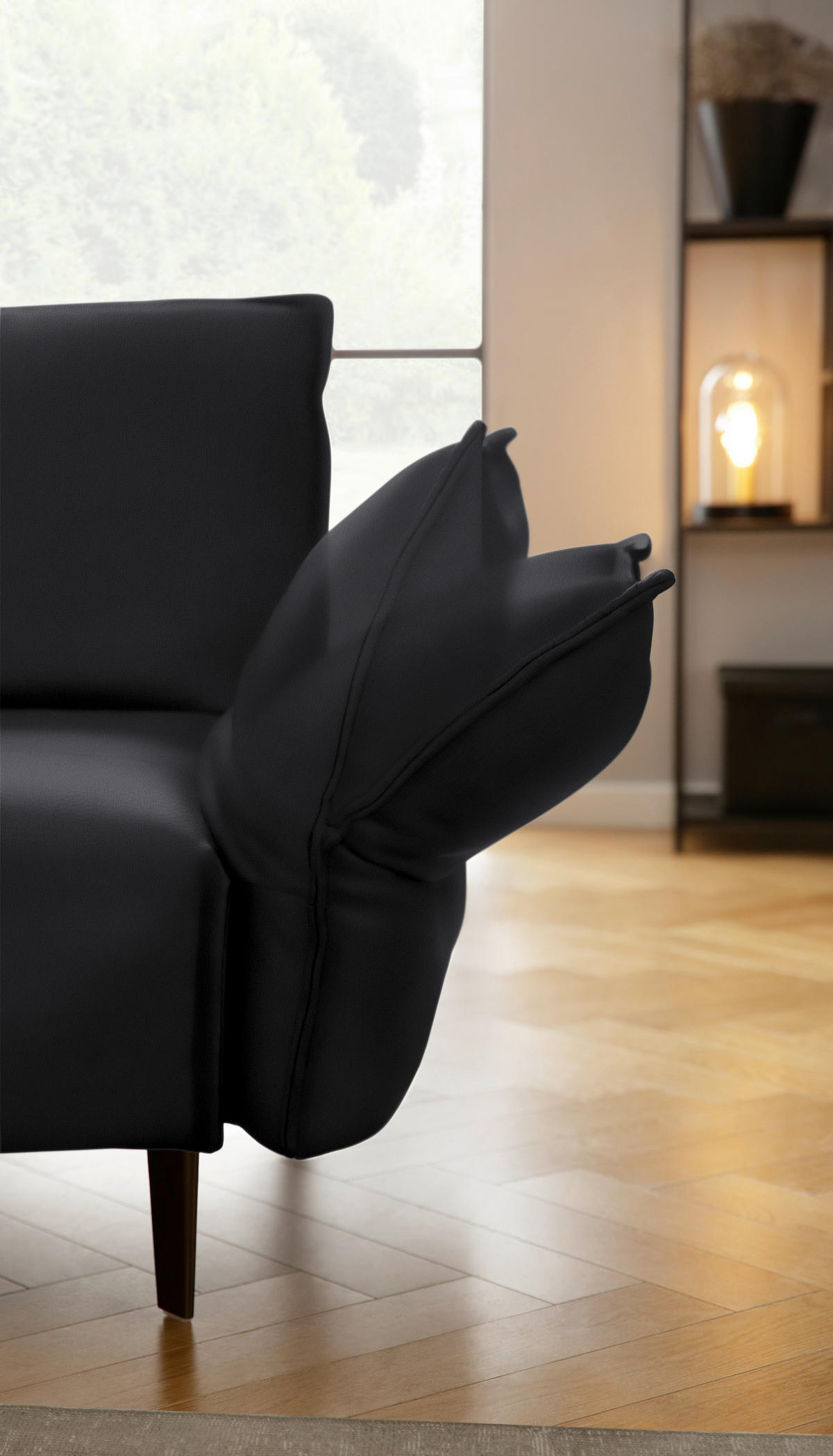 ECKSOFA in Echtleder Schwarz  272/340 cm  - Schwarz, Design, Leder/Metall (272/340cm) - W.Schillig