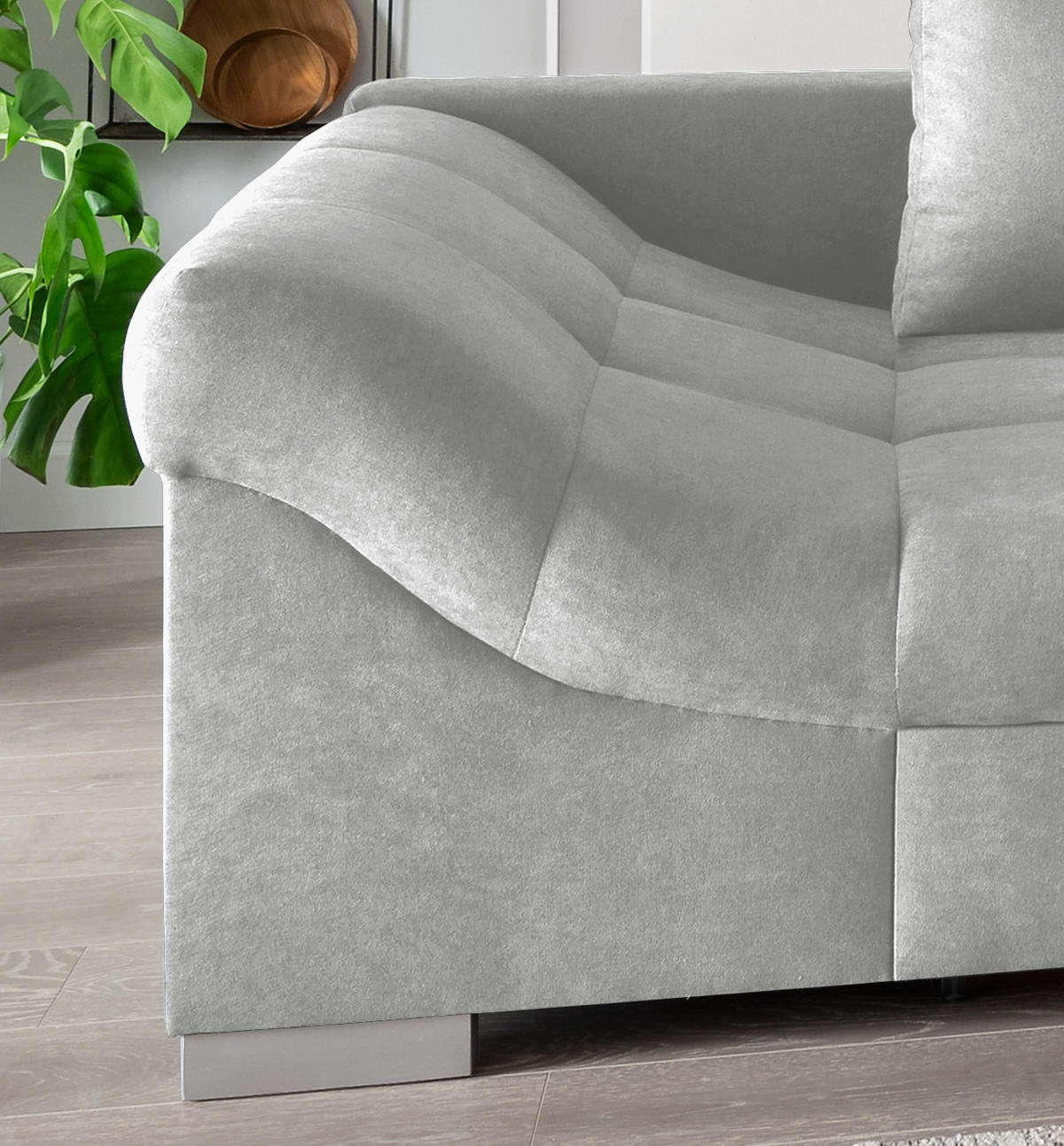 ECKSCHLAFSOFA in Silberfarben Textil   - Silberfarben, Design, Holz/Textil (298/202cm) - MID.YOU