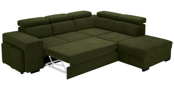 ECKSOFA  in Webstoff Dunkelgrün  - Dunkelgrün/Schwarz, KONVENTIONELL, Holz/Textil (283/244cm) - Carryhome