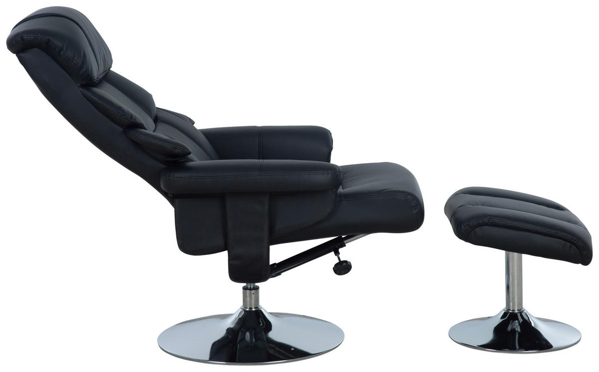 RELAXSESSELSET Lederlook Hocker    - Chromfarben/Schwarz, MODERN, Textil/Metall (80/108/86cm) - P & B