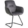 ARMLEHNSTUHL  in Edelstahl Velours  - Dunkelgrau/Schwarz, Basics, Textil/Metall (62/89/61cm) - Celina Home