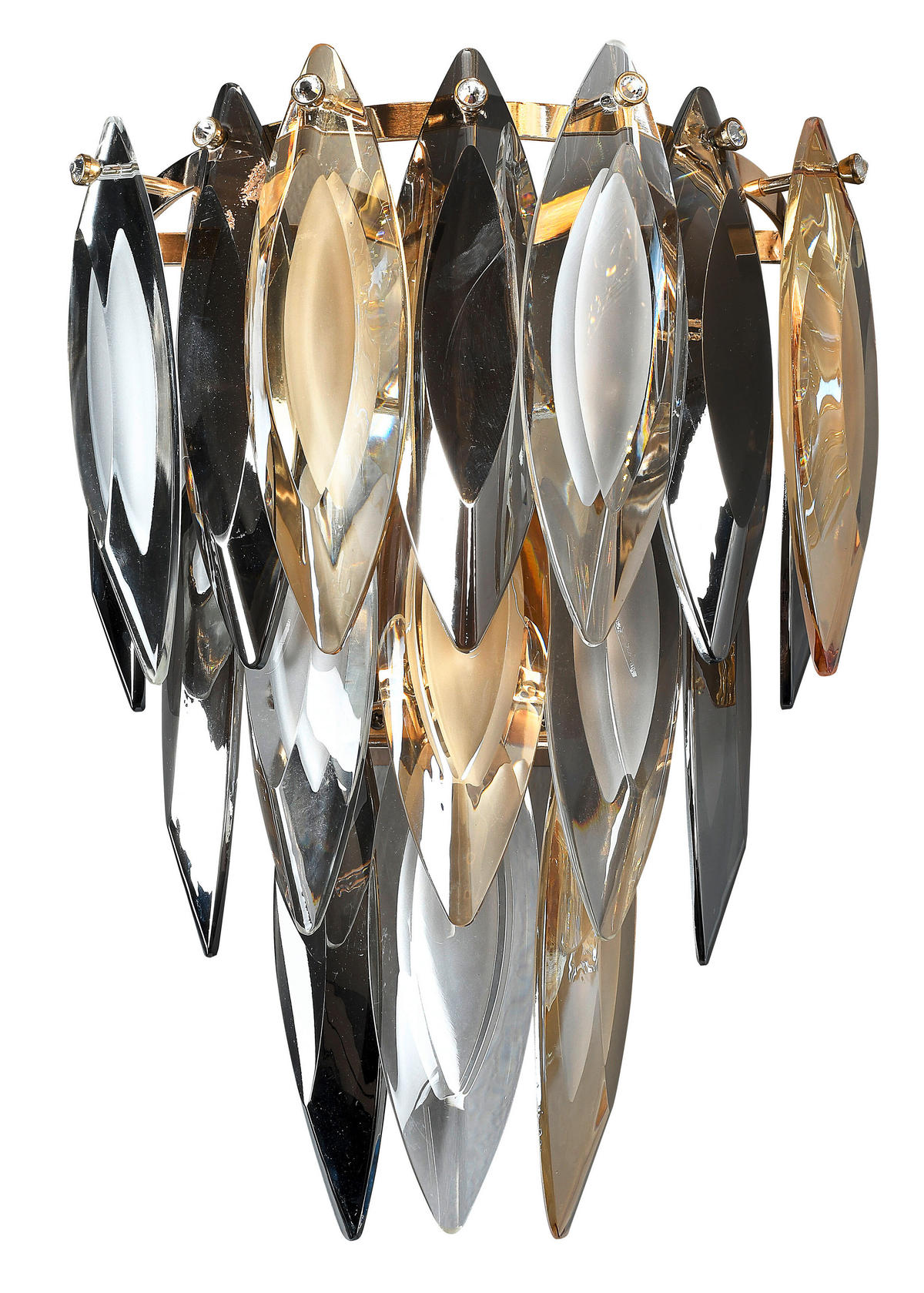 KRISTALL-WANDLEUCHTE 27/16/34 cm   - Klar/Champagner, KONVENTIONELL, Glas/Metall (27/16/34cm)