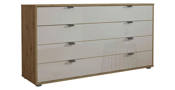 SIDEBOARD  141/70/43 cm 4 Schublade(n)  - Schieferfarben/Eiche Bianco, KONVENTIONELL, Glas/Holzwerkstoff (141/70/43cm) - Dieter Knoll