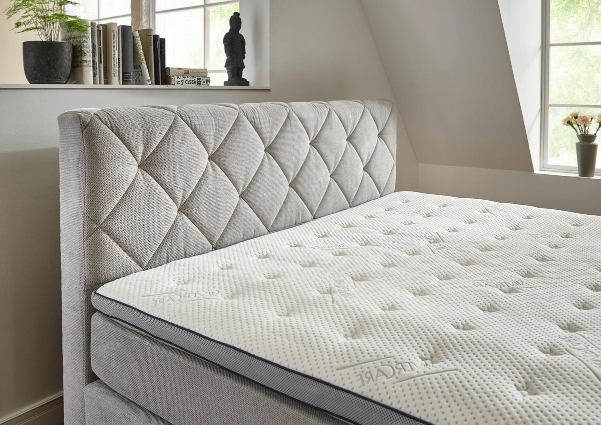 BOXSPRINGBETT 180/200 cm  in Silberfarben  - Silberfarben/Schwarz, KONVENTIONELL, Textil/Metall (180/200cm) - Carryhome