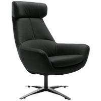 SESSEL in Echtleder Schwarz  - Schwarz, Modern, Leder/Metall (81/112/83cm) - Trendmanufaktur