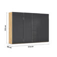 SCHWEBETÜRENSCHRANK 316/223/68 cm 4-türig Grau, Eiche Artisan  - Chromfarben/Eiche Artisan, Design, Glas/Holzwerkstoff (316/223/68cm) - Novel