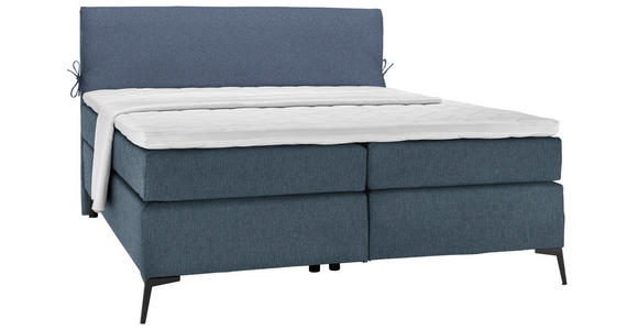 BOXSPRINGBETT 180/200 cm in Blau, Dunkelblau - Blau/Schwarz, Design, Textil/Metall (180/200cm) - Hom`in