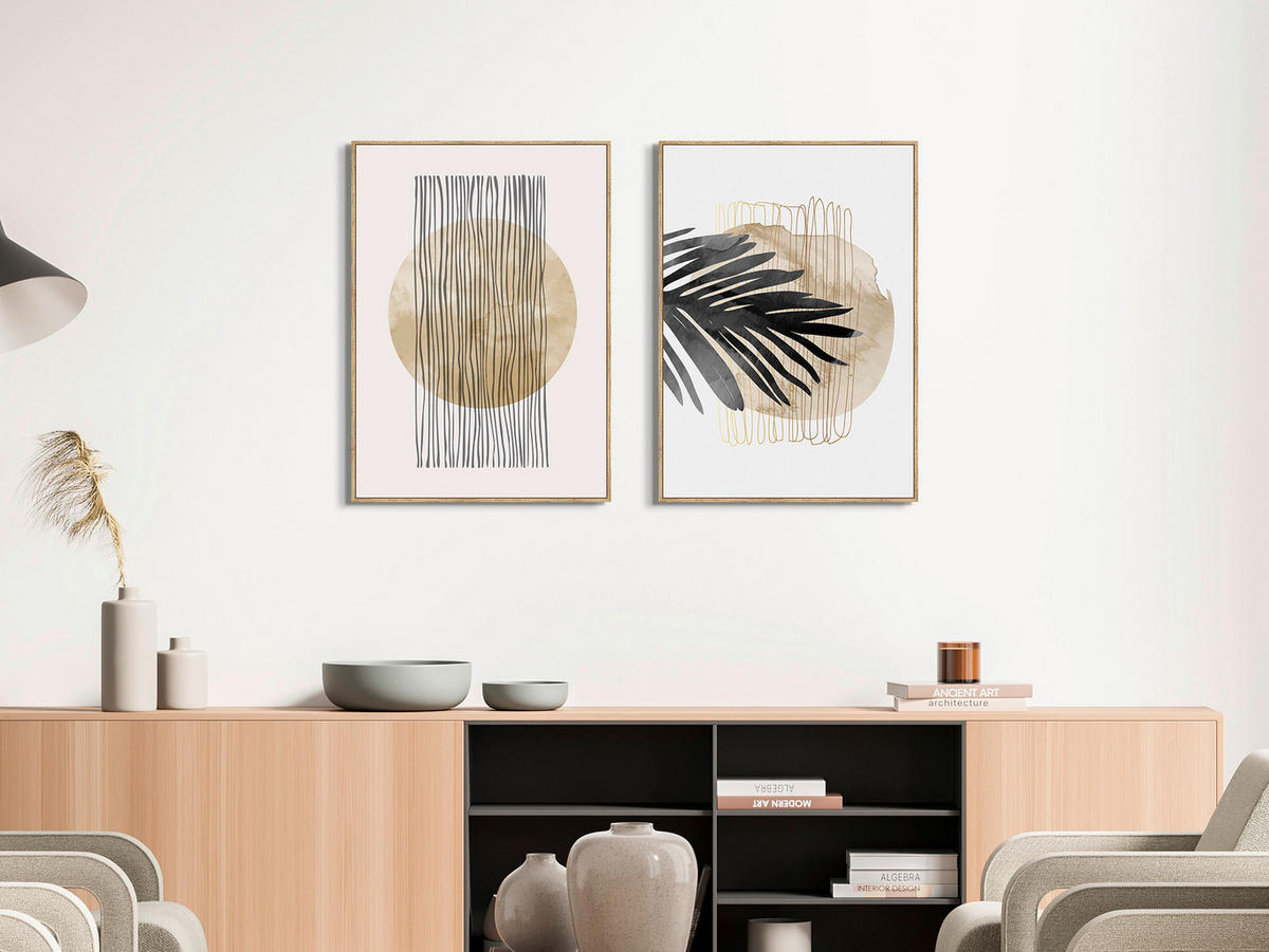 KUNSTDRUCK Abstraktes  - Eichefarben/Goldfarben, Trend, Holzwerkstoff/Textil (51,5/71,5cm) - Monee