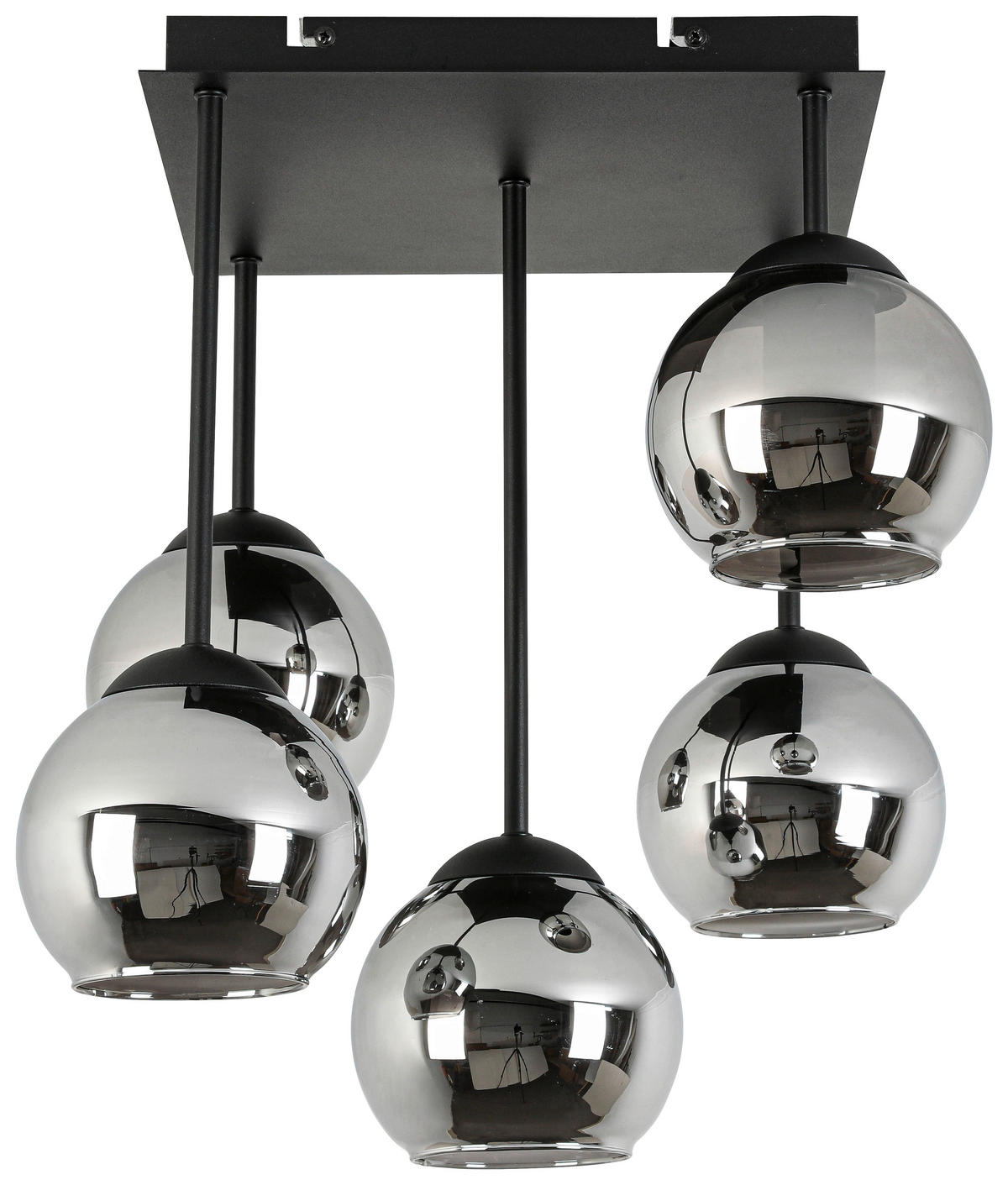 DECKENLEUCHTE    36/36/42,3 cm  - Chromfarben/Schwarz, Trend, Glas/Kunststoff (36/36/42,3cm) - Novel