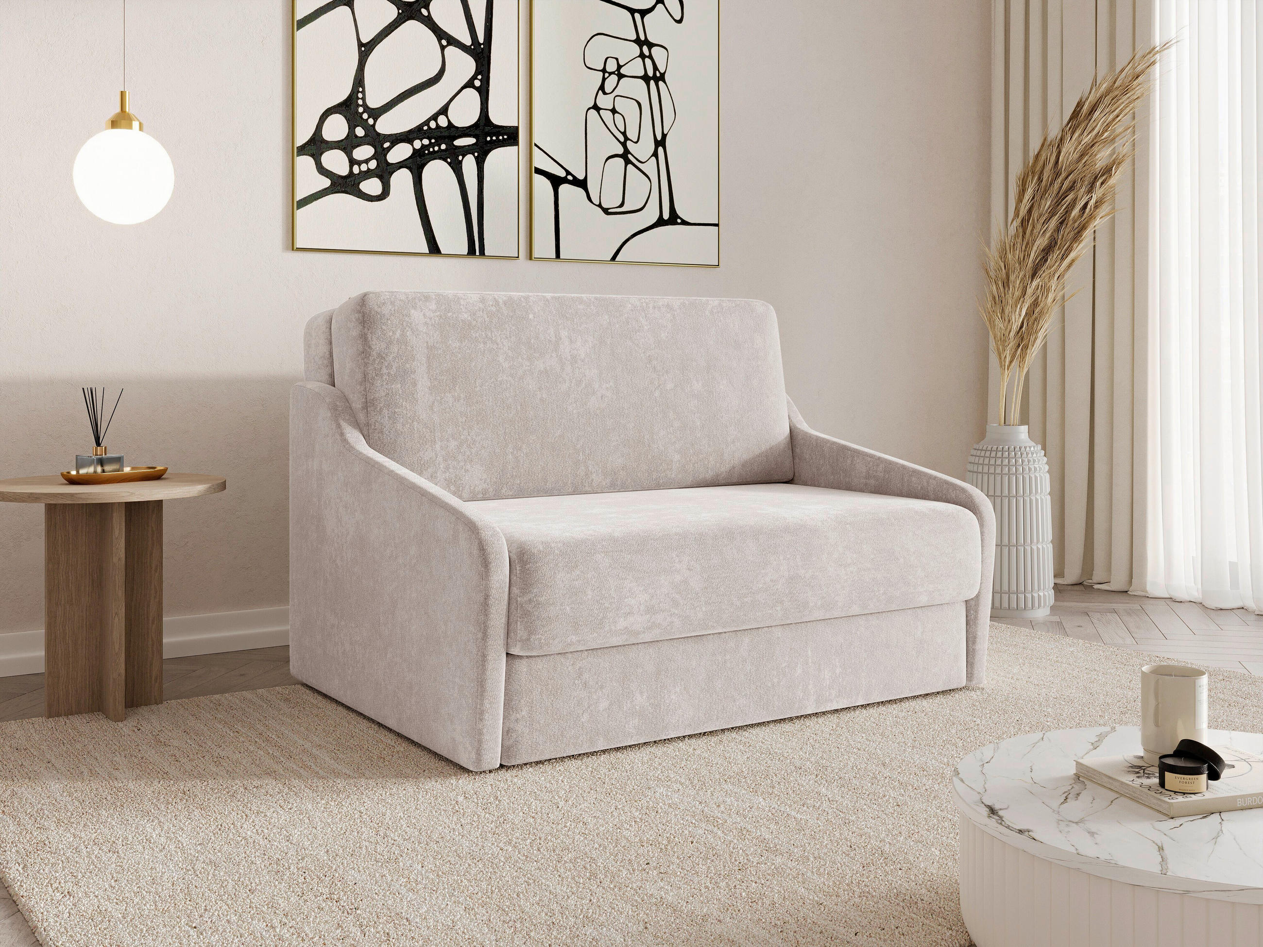SCHLAFSOFA Beige  - Beige/Creme, Design, Kunststoff/Textil (136/86/113cm) - MID.YOU