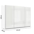 SCHWEBETÜRENSCHRANK  in Weiß Hochglanz, Weiß  - Weiß Hochglanz/Alufarben, KONVENTIONELL, Holzwerkstoff/Metall (315/229/62cm) - Xora