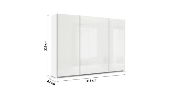 SCHWEBETÜRENSCHRANK  in Weiß Hochglanz, Weiß  - Weiß Hochglanz/Alufarben, KONVENTIONELL, Holzwerkstoff/Metall (315/229/62cm) - Xora