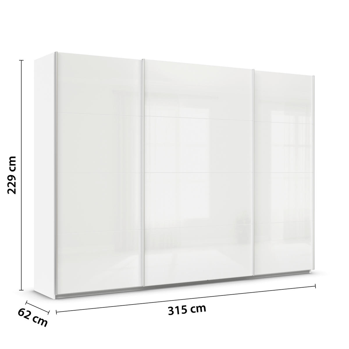 SCHWEBETÜRENSCHRANK  in Weiß Hochglanz, Weiß  - Weiß Hochglanz/Alufarben, KONVENTIONELL, Holzwerkstoff/Metall (315/229/62cm) - Xora