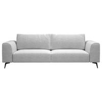 VIERSITZER-SOFA in beflockt Hellgrau  - Hellgrau/Schwarz, Design, Holz/Textil (302/87/88cm) - MID.YOU