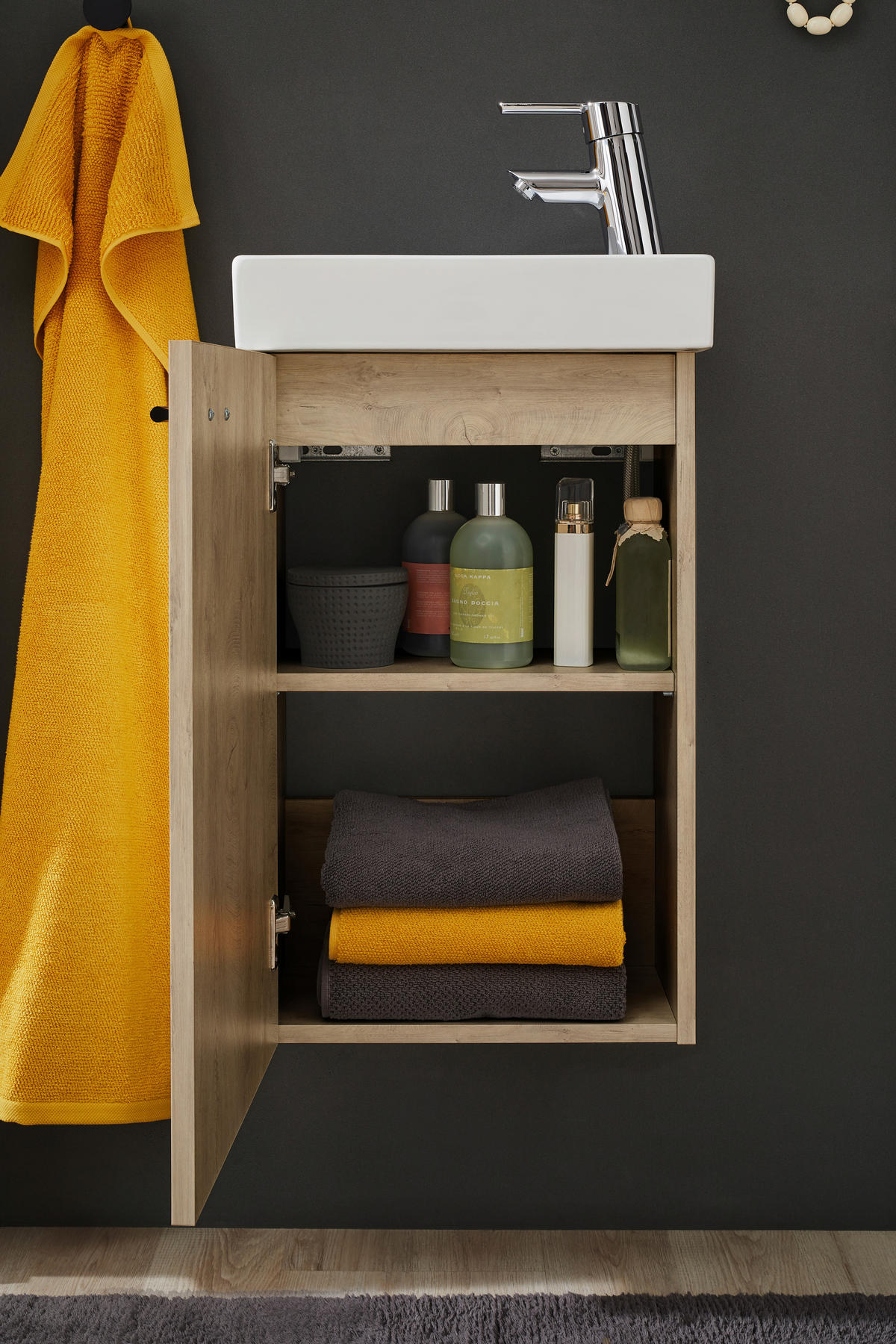 GÄSTEBAD 40 cm  - Eichefarben/Weiß, KONVENTIONELL, Holzwerkstoff (40cm) - home24