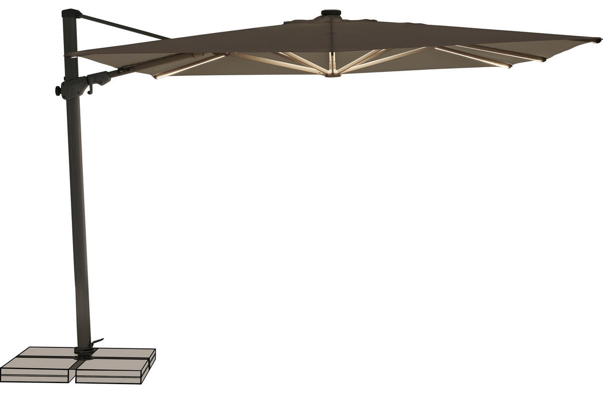 SONNENSCHIRM  300/300 cm  - Taupe/Silberfarben, Basics, Textil/Metall (300/300cm) - Suncomfort by Glatz