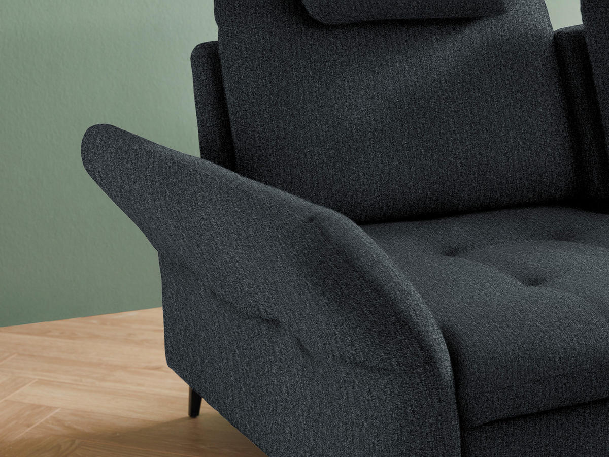ECKSOFA in Struktur Anthrazit  - Anthrazit/Schwarz, Natur, Textil/Metall (288/233cm) - Valnatura