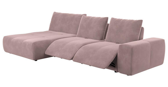 ECKSOFA in Velours Altrosa  - Schwarz/Altrosa, Design, Kunststoff/Textil (174/342cm) - Xora