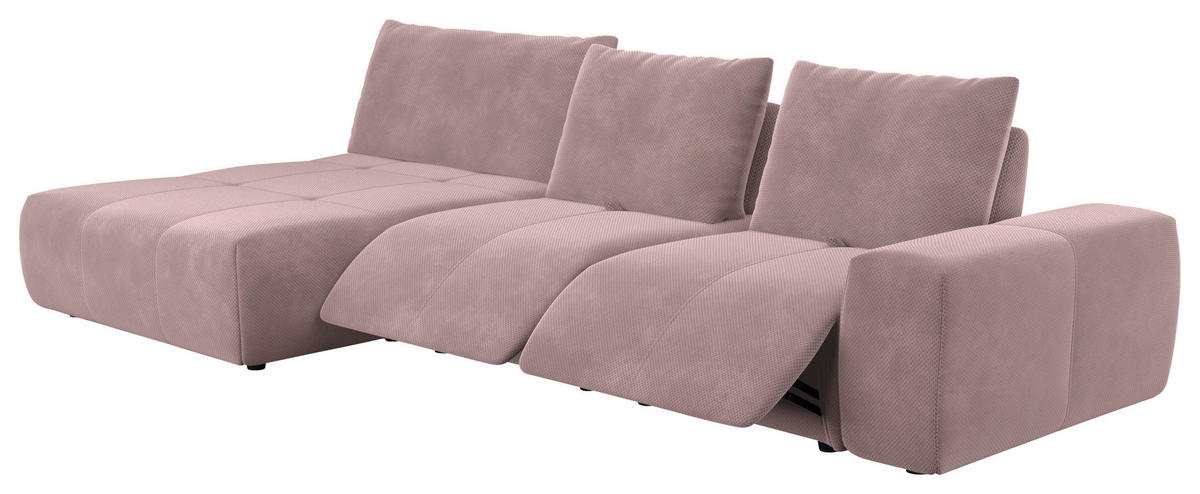 ECKSOFA in Velours Altrosa  - Schwarz/Altrosa, Design, Kunststoff/Textil (174/347cm) - Xora