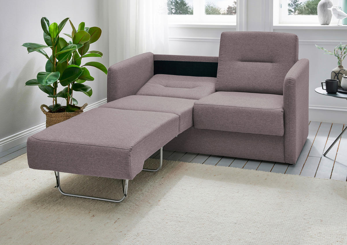 SCHLAFSOFA in Mikrofaser Rosa  - Schwarz/Rosa, KONVENTIONELL, Kunststoff/Textil (147/89/87cm) - Livetastic