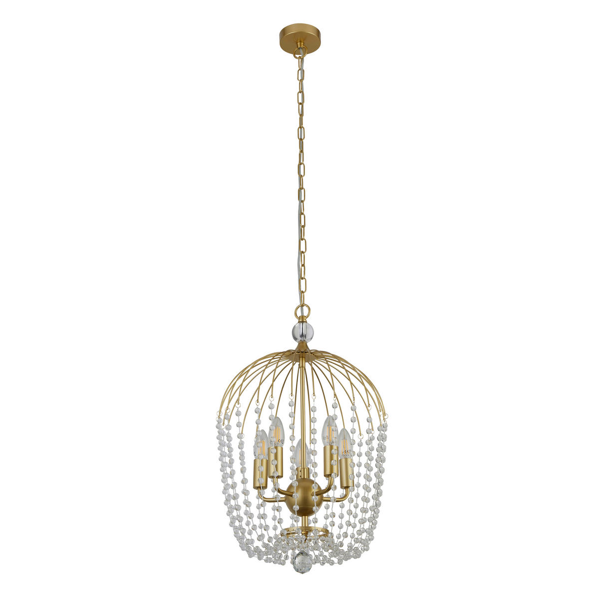 KRISTALNA VISEČA SVETILKA - zlate barve, Design, kovina/steklo (36/150cm)