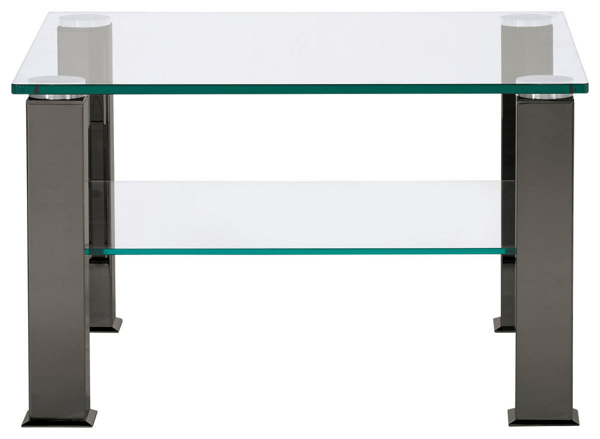 COUCHTISCH in Metall, Glas 75/75/42,5 cm  - Grau, Design, Glas/Kunststoff (75/75/42,5cm)