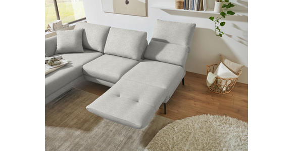 ECKSOFA  in Flachgewebe Silberfarben  175-224/255-365 cm  - Silberfarben/Schwarz, Design, Textil/Metall (175-224/255-365cm) - Dieter Knoll