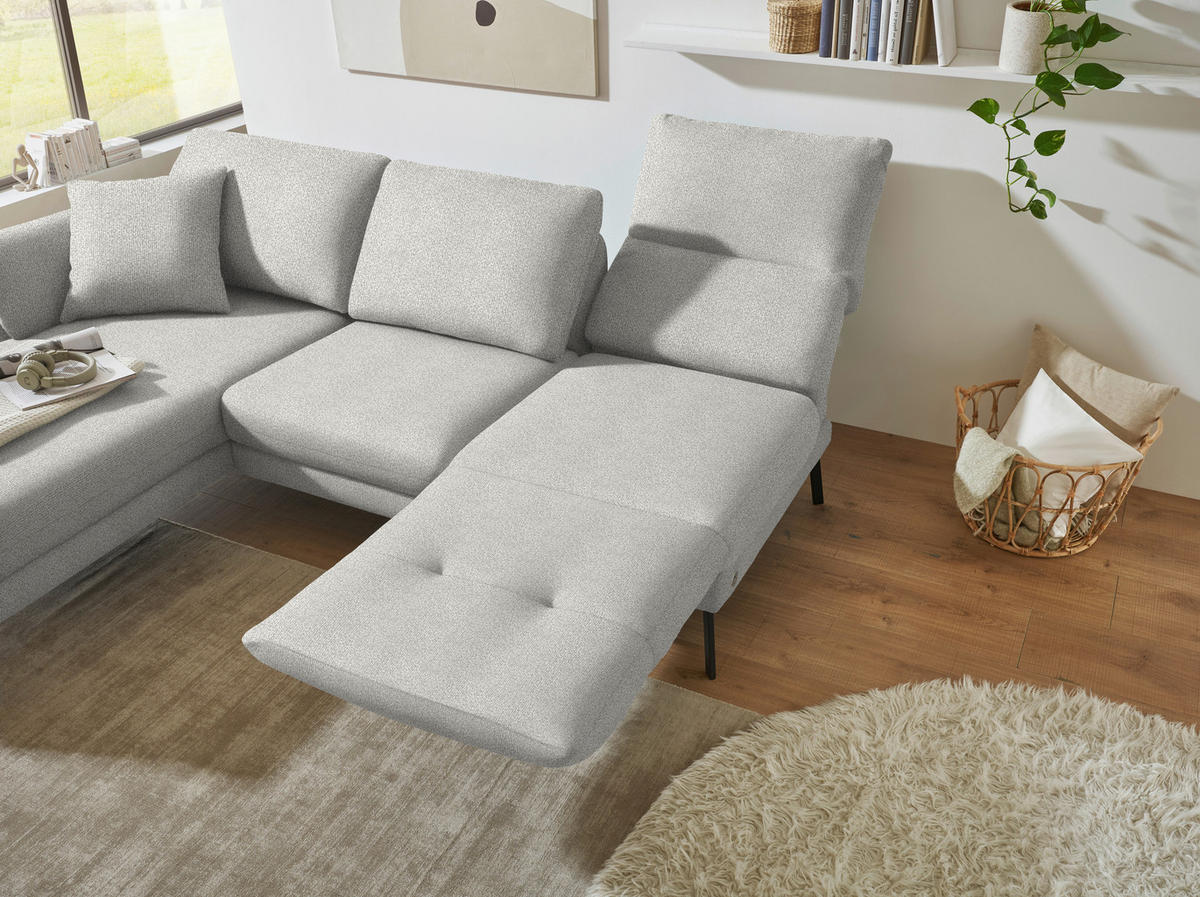 ECKSOFA  in Flachgewebe Silberfarben  175-224/255-365 cm  - Silberfarben/Schwarz, Design, Textil/Metall (175-224/255-365cm) - Dieter Knoll