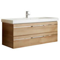 WASCHTISCHKOMBI 123 cm  - Chromfarben/Eichefarben, KONVENTIONELL, Holzwerkstoff/Stein (123cm) - Pelipal