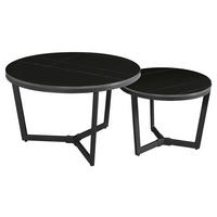 COUCHTISCH 68,5/68,5/43 cm rund Schwarz  - Schwarz, KONVENTIONELL, Stein/Metall (68,5/68,5/43cm) - MID.YOU