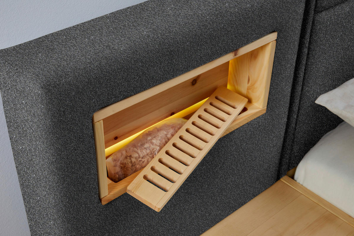 BOXSPRINGBETT 200/200 cm  in Grau, Eichefarben  - Eichefarben/Grau, Natur, Holz/Textil (200/200cm) - Valnatura