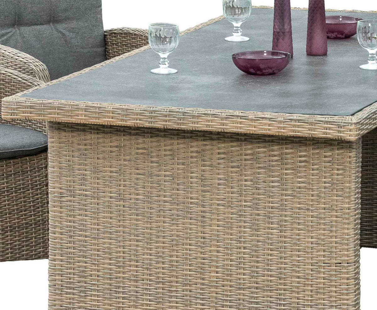 GARTENSET 9-teilig  - Schieferfarben/Beige, KONVENTIONELL, Glas/Kunststoff - Gardenson