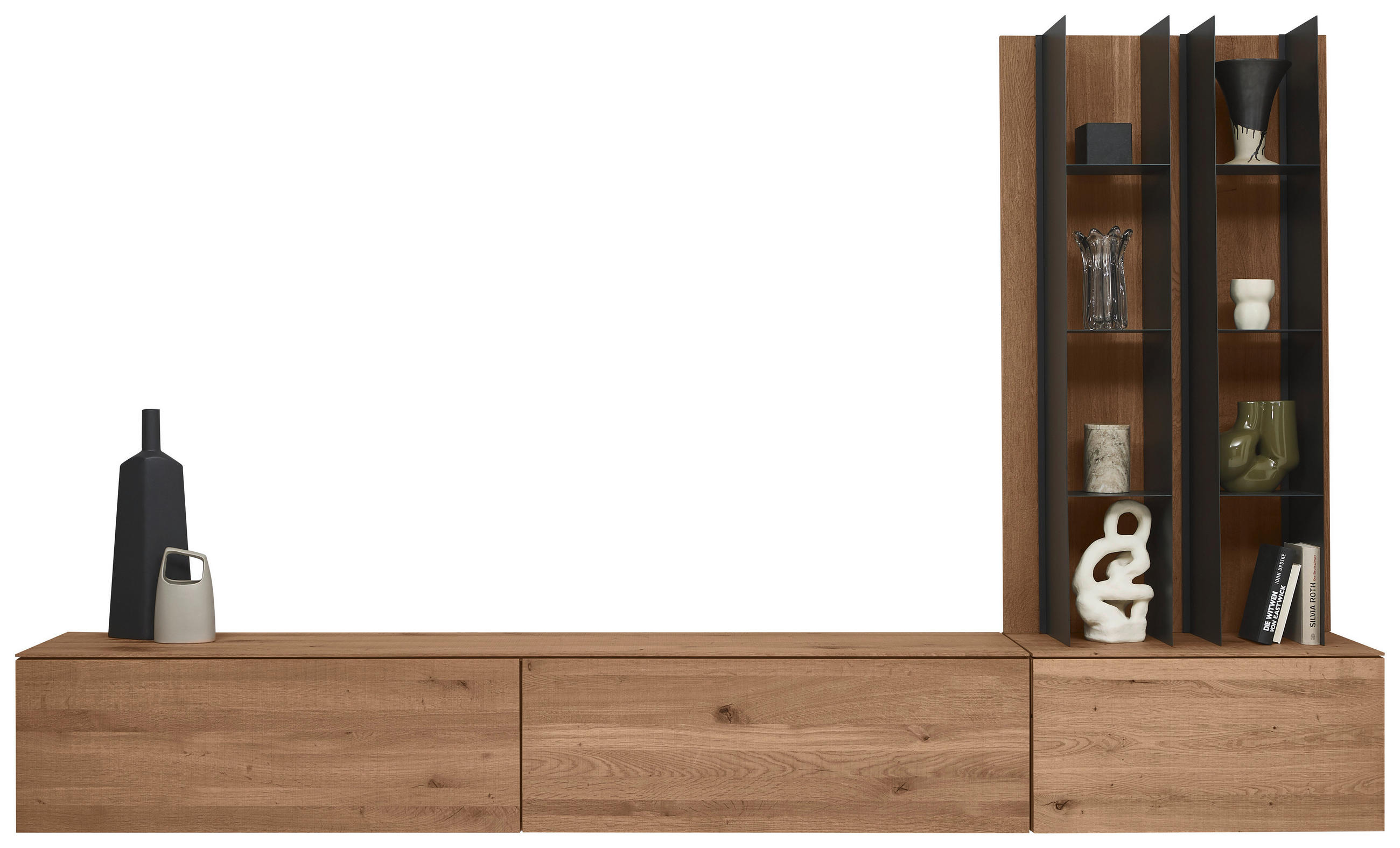 WOHNWAND  in Anthrazit, Eichefarben 285/205/39 cm  - Eichefarben/Anthrazit, Natur, Holz/Metall (285/205/39cm) - Valnatura