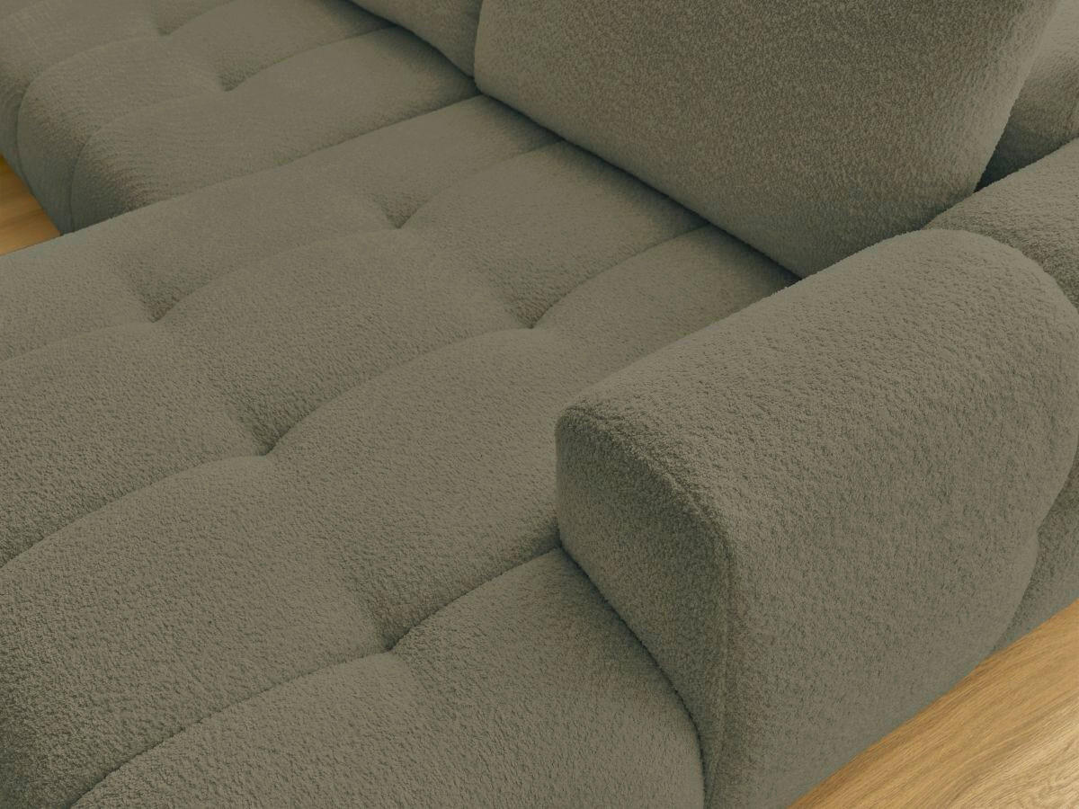 WOHNLANDSCHAFT  FUJI  Grün Bouclé  - Schwarz/Grün, MODERN, Kunststoff/Textil (204/377/160cm)