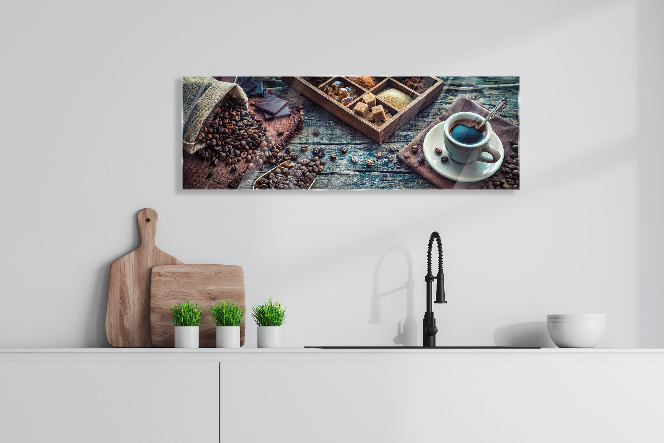 GLASBILD Kaffee  - Multicolor, Basics, Glas (33/98/1,40cm) - Euroart