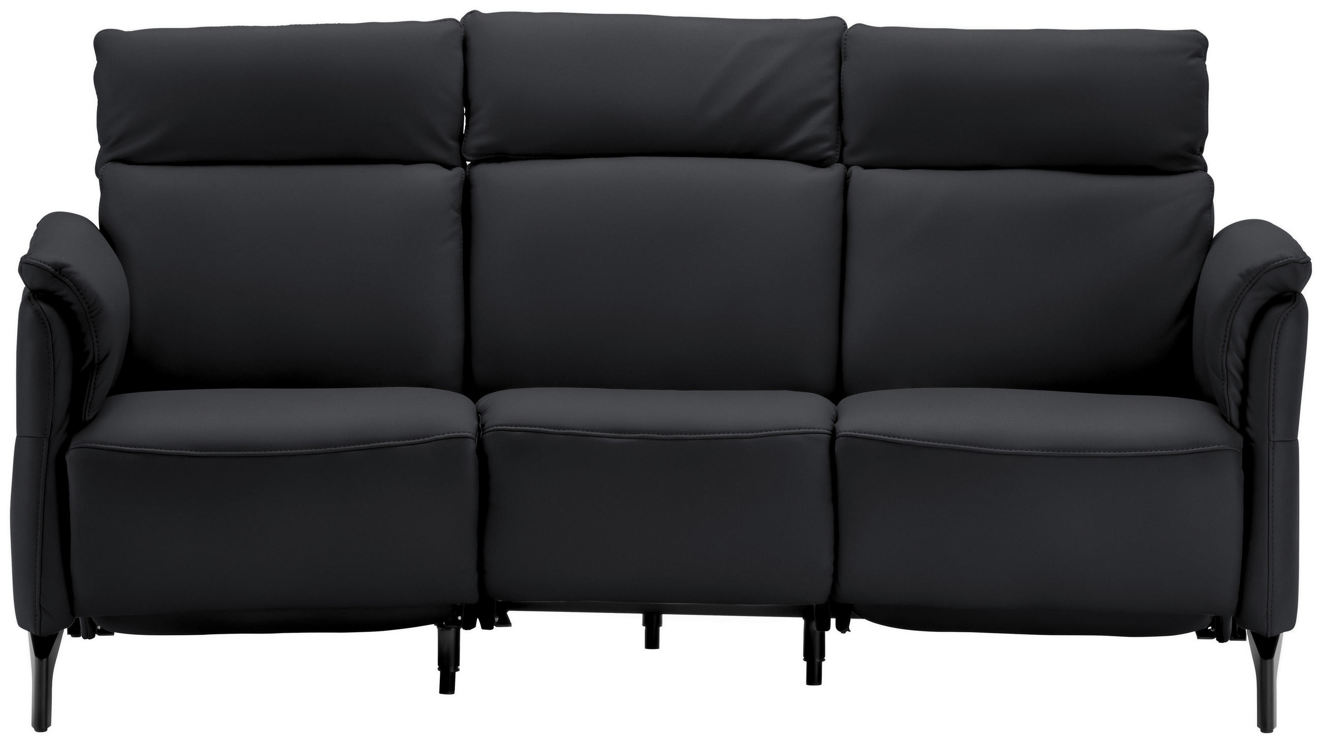 TRAPEZSOFA Echtleder Anthrazit  - Anthrazit/Schwarz, KONVENTIONELL, Leder/Metall (221/103/95cm) - Dieter Knoll