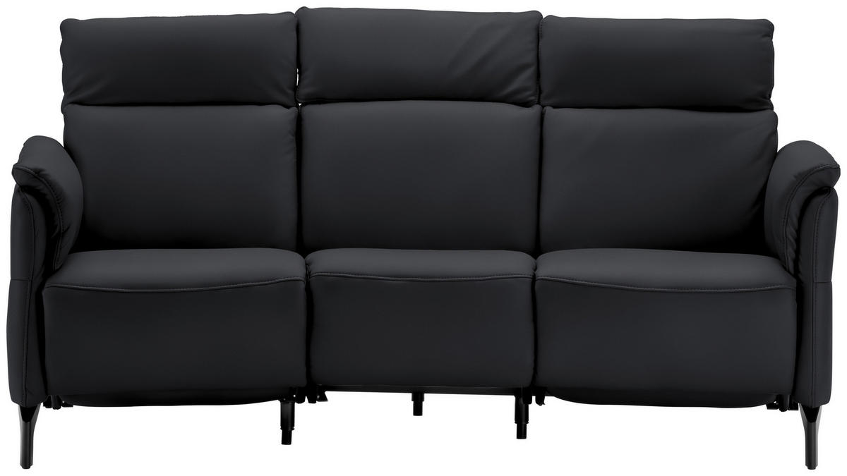 TRAPEZSOFA in Echtleder Anthrazit  - Anthrazit/Schwarz, Konventionell, Leder/Metall (221/103/95cm) - Dieter Knoll